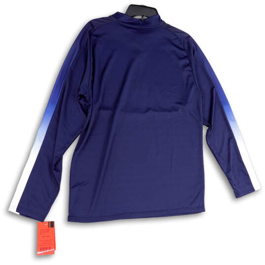 NWT Women Blue White Quater Zip Mock Neck Activewear T-Shirt Size XL image number 2
