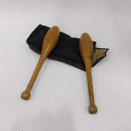 Pair of Vintage Wood Indian Club Exercise 1lb Juggling Pins with Case