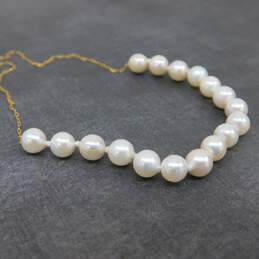 Romantic 14K Yellow Gold Pearl Necklace 4.0g