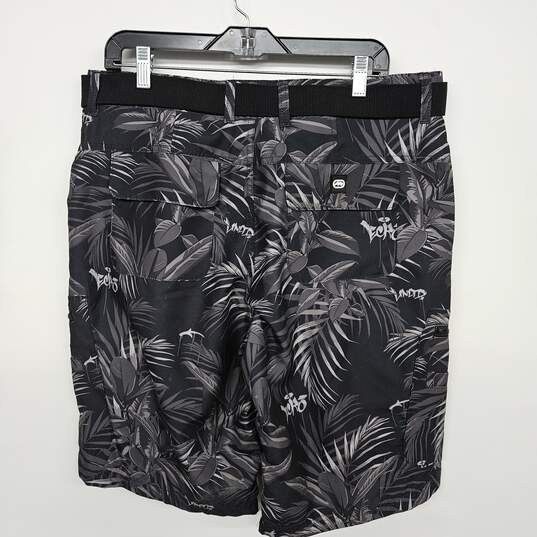 Black Tropical Shorts With Black Belt image number 2