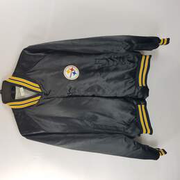 Vintage Chalk Line NFL Steelers Men Black Button Up Athletic Jacket XL