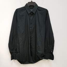 Mens Black Cotton Slim Fit Long Sleeve Collared Button Up Shirt Size 16/41