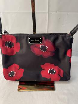 Certified Authentic Kate Spade Black Floral Design Crossbody Bag