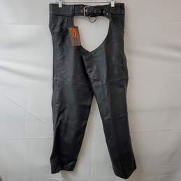 First Classics Black Leather Motorcycle Chaps Medium NWT