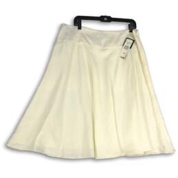 NWT Ralph Lauren Womens White Flat Front Knee Length Side Zip A-Line Skirt Sz 14