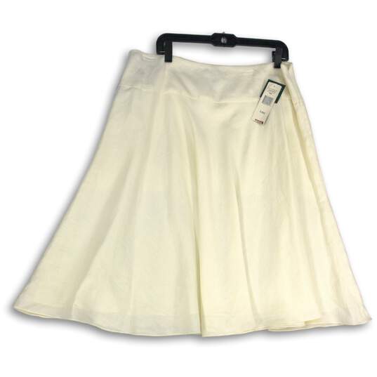NWT Ralph Lauren Womens White Flat Front Knee Length Side Zip A-Line Skirt Sz 14 image number 1
