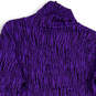 Womens Purple Black Long Sleeve Mock Neck Activewear Pullover T-Shirt Sz L image number 4