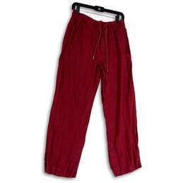 Womens Pink Elastic Waist Pockets Drawstring Straight Leg Sweatpants Size 6