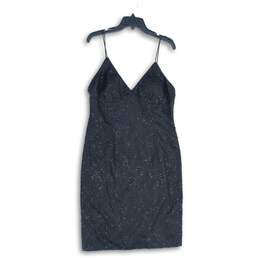 NWT Adrianna Papell Evening Womens Black Sequin Sleeveless Mini Dress Size 14