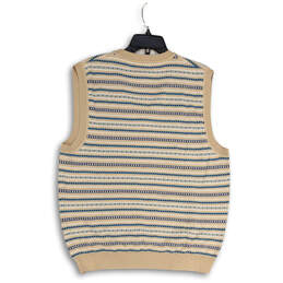 Mens Beige Fair Isle Sleeveless V-Neck Knitted Pullover Vest Size Large alternative image