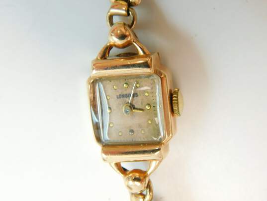 Ladies Vintage Longines 14K Gold Case Gold Filled Band 17 Jewels Watch 15.6g image number 8