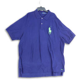 Mens Blue Spread Collar Short Sleeve Golf Polo Shirt Size 3XB