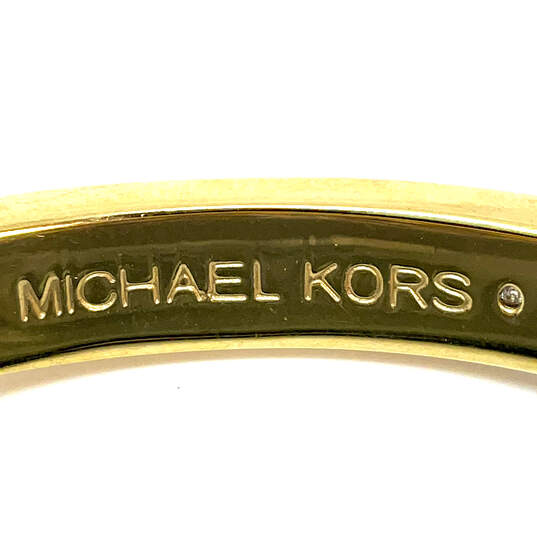 Designer Michael Kors Gold-Tone Rhinestone Studded Hinged Bangle Bracelet image number 5