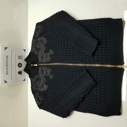 Men's Versace Black Wool Full Zip Sweater Size 48 w/ COA