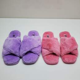 Lot of 2 Pairs BP. Women's Slippers Size Pink M/ Purple L