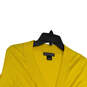 Womens Yellow Knitted Long Sleeve Open-Front Cropped Cardigan Sweater Sz 8 image number 3