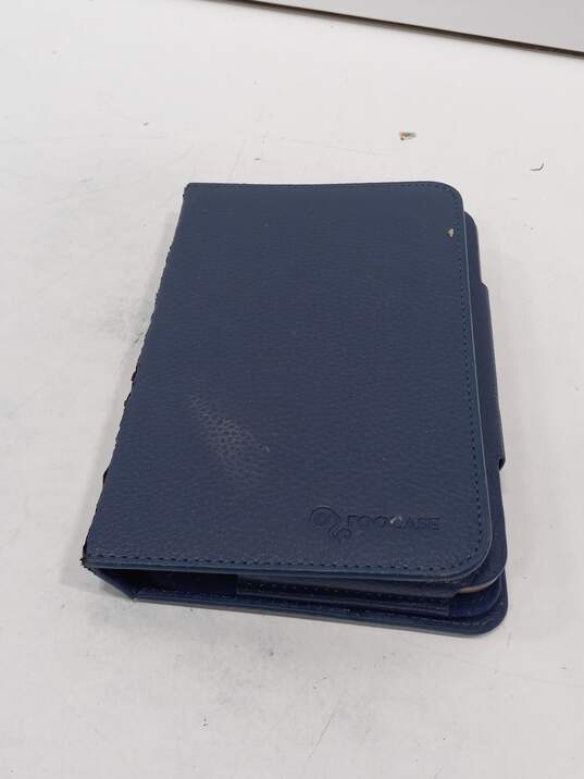 Rose Gold Tone Samsung Galaxy Tab 3 w/ Navy Blue Leather Case image number 3