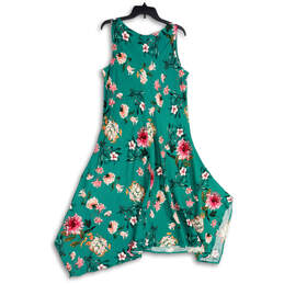 NWT Womens Green Floral Round Neck Sleeveless A-Line Dress Size Large alternative image