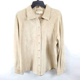 Sorbe Women Ivory Suede Leather Button Up Shirt L