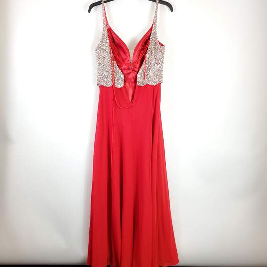 Eva Usa Women Red Embellished Sequin Gown M NWT image number 2