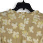 Womens Beige Floral Elastic Waist Peplum Hem Pullover Blouse Top Size M image number 4