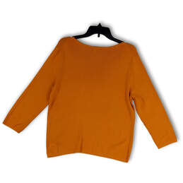 Womens Orange Round Neck Long Sleeve Regular Fit Pullover T-Shirt Size L alternative image