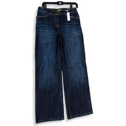 NWT Womens Blue Denim Medium Wash Stretch Wide Leg Jeans Size 6