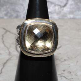 David Yurman Signed Sterling Silver 18K Yellow Gold Accent Citrine Ring Size 5.75 - 17.9g alternative image