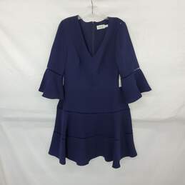 Eliza J. Navy Blue Bell Sleeve Lined Shift Dress WM Size 12 NWT