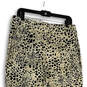 Womens Black Beige Animal Print Elastic Waist Flat Front Ankle Pants Sz 10R image number 4
