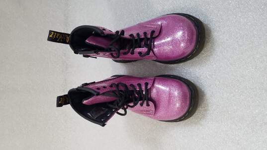 Dr. Martens 1460 Glitter J Boots Dark Pink Youth Size 10 image number 1