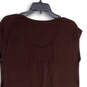 Womens Brown Pleated Cap Sleeve Scoop Neck Pullover Mini Dress Size M image number 4