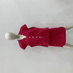 NWT Womens Red Cap Sleeve Pockets Two Piece Blazer Skirt Suit Set Size 16W
