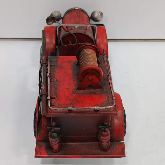 Vintage Style Red Metal Fire Truck image number 3