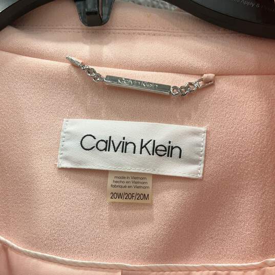 NWT Calvin Klein Womens Pink Belted Blazer & Pants 2 Piece Suit Set Size 20W image number 5