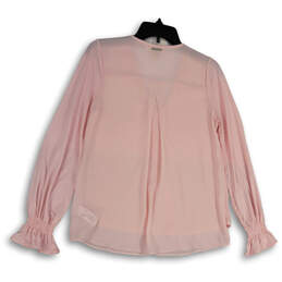 NWT Womens Pink V-Neck Long Sleeve Classic Fit Pullover Blouse Top Size XS alternative image