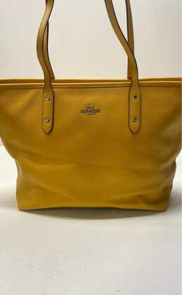 Coach Zip Top Leather Town Tote Yellow