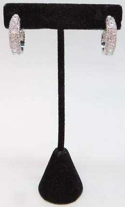 Judith Ripka 925 Cubic Zirconia Accents Lattice & Rope Hinged Hoop Earrings 9.7g
