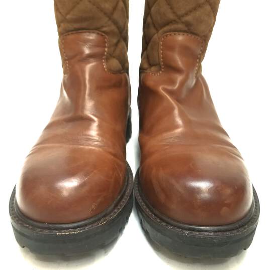 Exeter Brown Quilted Suede Leather Riding Shearling Boots Women's Size 39 image number 4