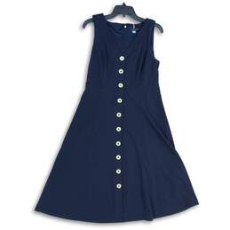 Tommy Hilfiger Womens Navy Blue V-Neck Sleeveless Midi A-Line Dress Size 8