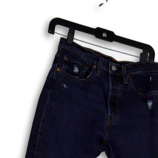 Womens Blue Denim Dark Wash Pockets Stretch Straight Leg Jeans Size W27xL28 image number 3