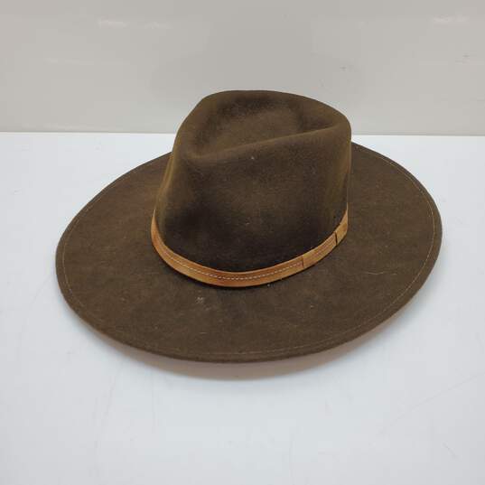 Bigalli Brown Wool Felt Water Repellent Fedora Hat Size Medium image number 1