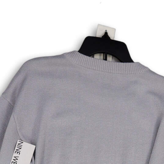 NWT Womens Silver Round Neck Long Sleeve Knitted Pullover Sweater Size M image number 4