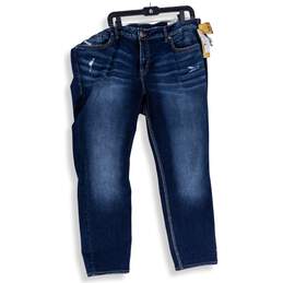 NWT Silver Jeans Co. Womens Blue Denim Distressed Straight Leg Jeans Size 20/31