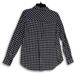 Womens Blue White Check Collared Long Sleeve Button-Up Shirt Size 8 alternative image