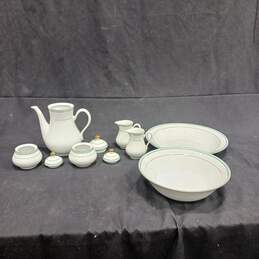 Set of 7 Assorted Thun Bohemia Fine Porcelain White & Seafoam Blue Dishes