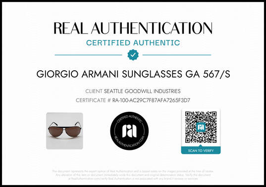Giorgio Armani Black Metal Aviator Men's Sunglasses image number 4