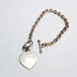 Sterling Silver Rolo Chain Heart Tag 7 1/2in Toggle Bracelet 20.0g alternative image
