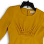 Womens Yellow Crew Neck 3/4 Sleeve Back Zip Sheath Dresses Size 10P image number 3
