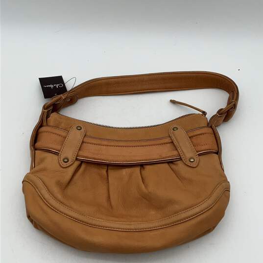 NWT Womens Tan Leather Adjustable Single Strap Hobo Bag Purse image number 2